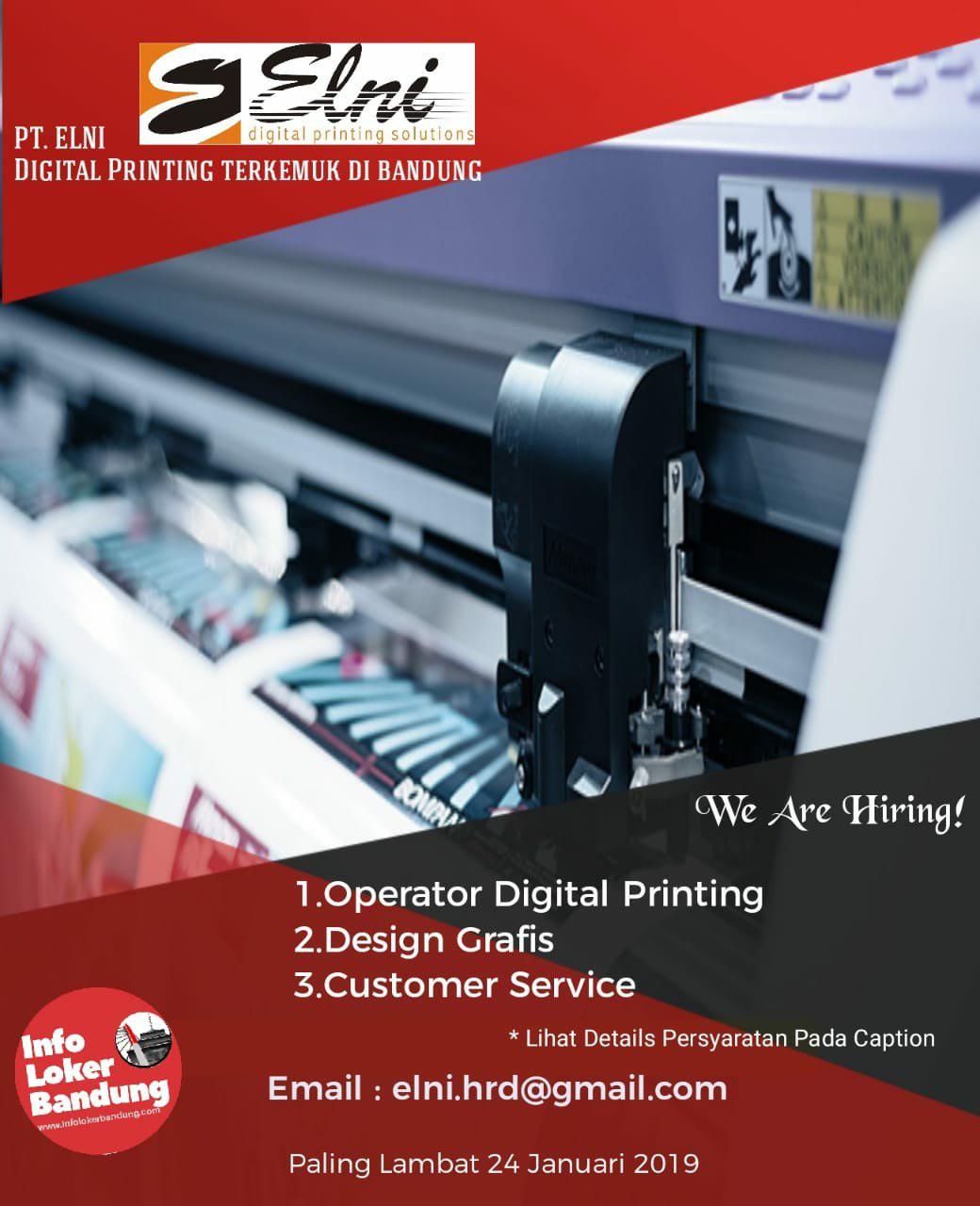 Lowongan Kerja PT. Elni Digital Printing Bandung Januari