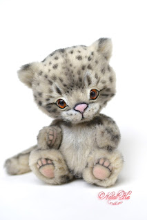 Artist teddy leopard, ooak snow leopard, handmade kitten, NatalKa Creations, teddies with charm, Teddy Katze, Teddy Leopard, Schnee Leopard, Irbis