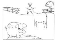 Pig and goat in farm animals coloring book by Robert Aaron Wiley for Microsoft Office Online