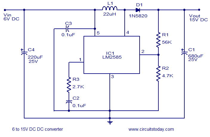 6 to 15 Volt DC Converter - Electronic Circuit