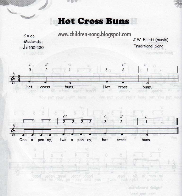 Download and print in pdf or midi free sheet music for hot cross buns by .....