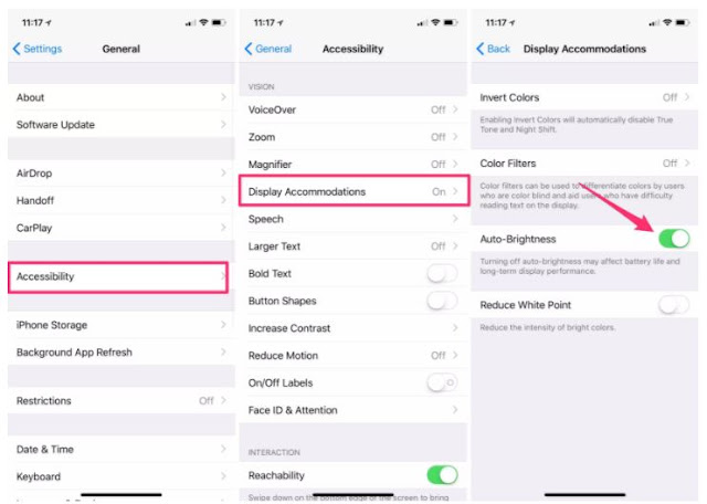 how to turn off auto-brightness feature on iphone x