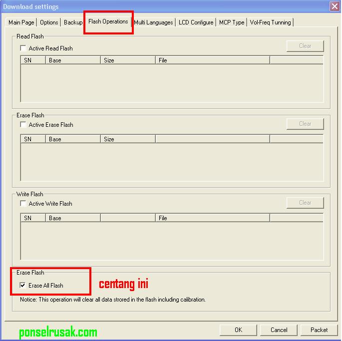 Menghapus semua data flash