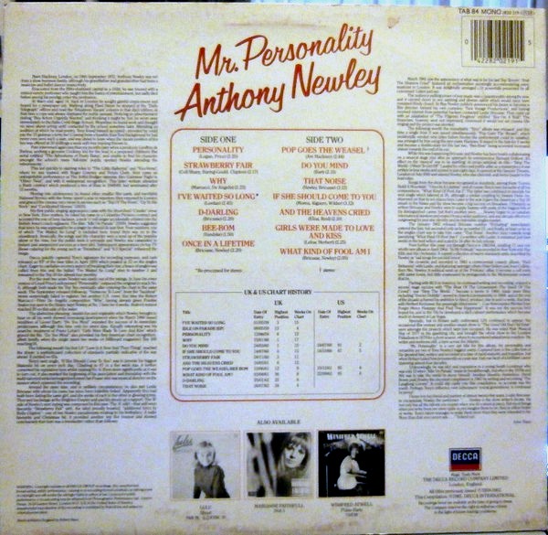 Espo's Vinyl Right Angle Anthony Newley