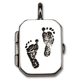 Rectangle Sterling Silver Baby Footprint Locket