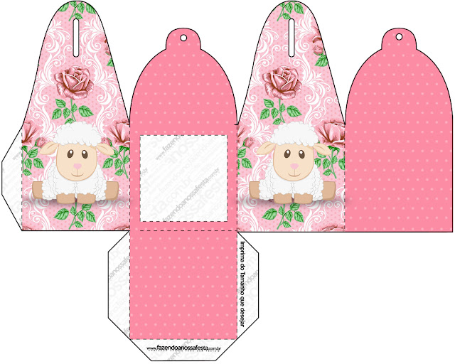 Ovejita en Shabby Chic de Rosas Rosadas: Cajas para Imprimir Gratis. Ovejita en Shabby Chic de Rosas Rosadas: Cajas para Imprimir Gratis.