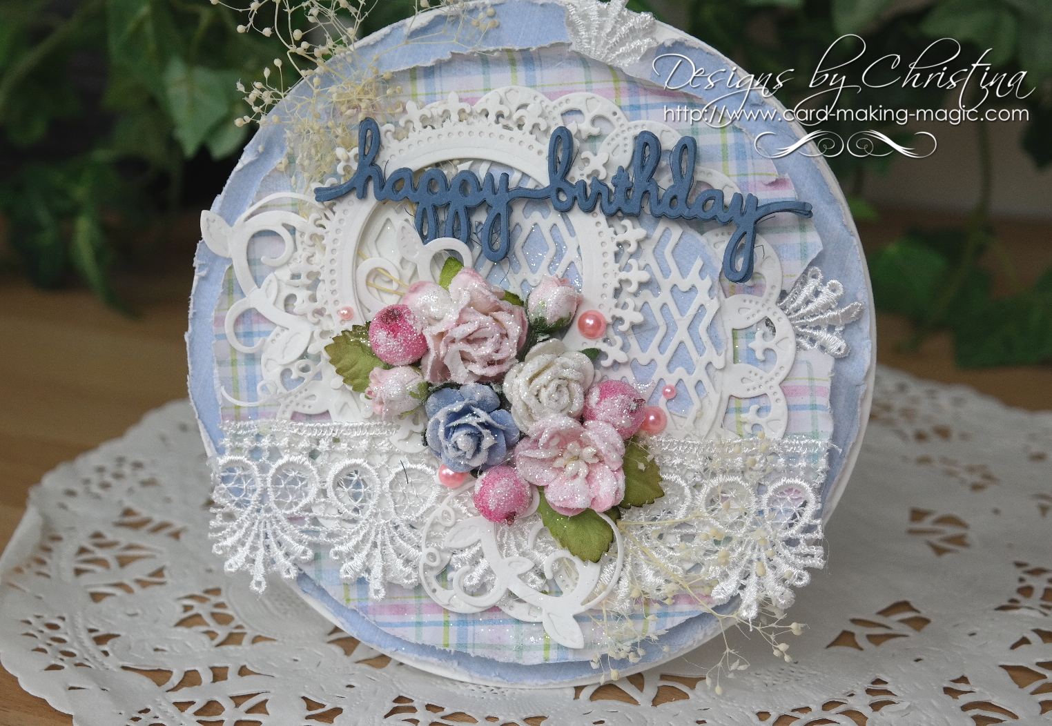 Flowers, Ribbons and Pearls Shabby Chic Birthday