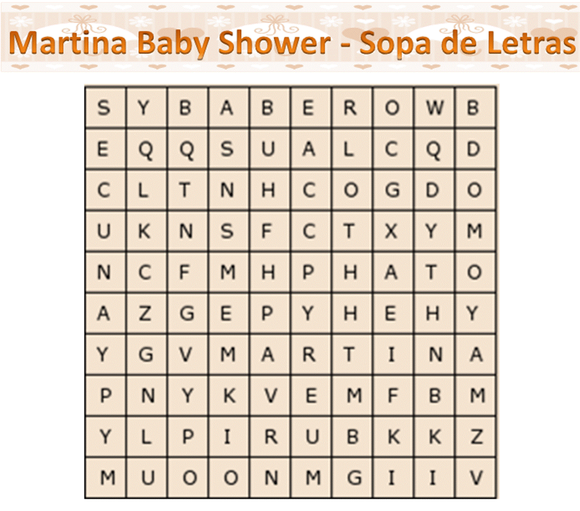 Sopa De Letras Para Baby Shower Niños Imagui