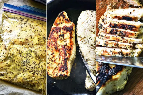 Photo tutorial how ton make Greek marinated chicken for Gyros salad