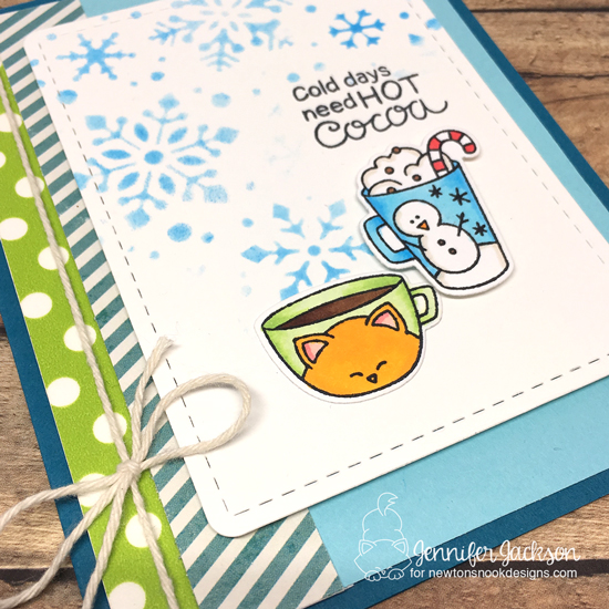 Winter Coffee Lovers Blog Hop! Winter Hot Cocoa Card by Jennifer Jackson | Cup of Cocoa Stamp Set by Newton's Nook Designs #newtonsnook #handmade