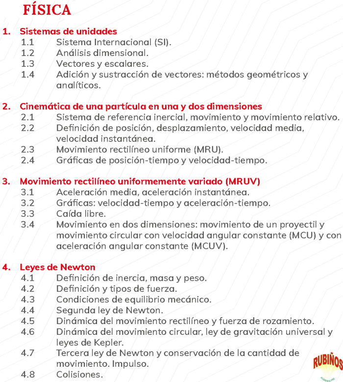 TEMAS DE FÍSICA SAN MARCOS DECO ADMISIÓN UNIVERSIDAD 2025