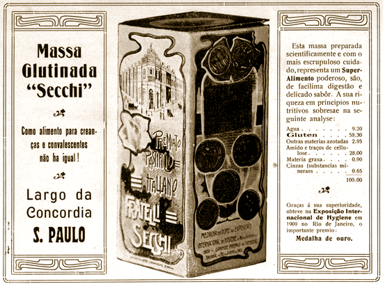 Propaganda da Massa Glutinada Secchi em 1910.