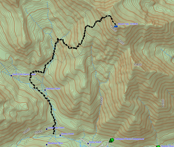 Mount Yake Map Colorado Ascents: Mount Yale