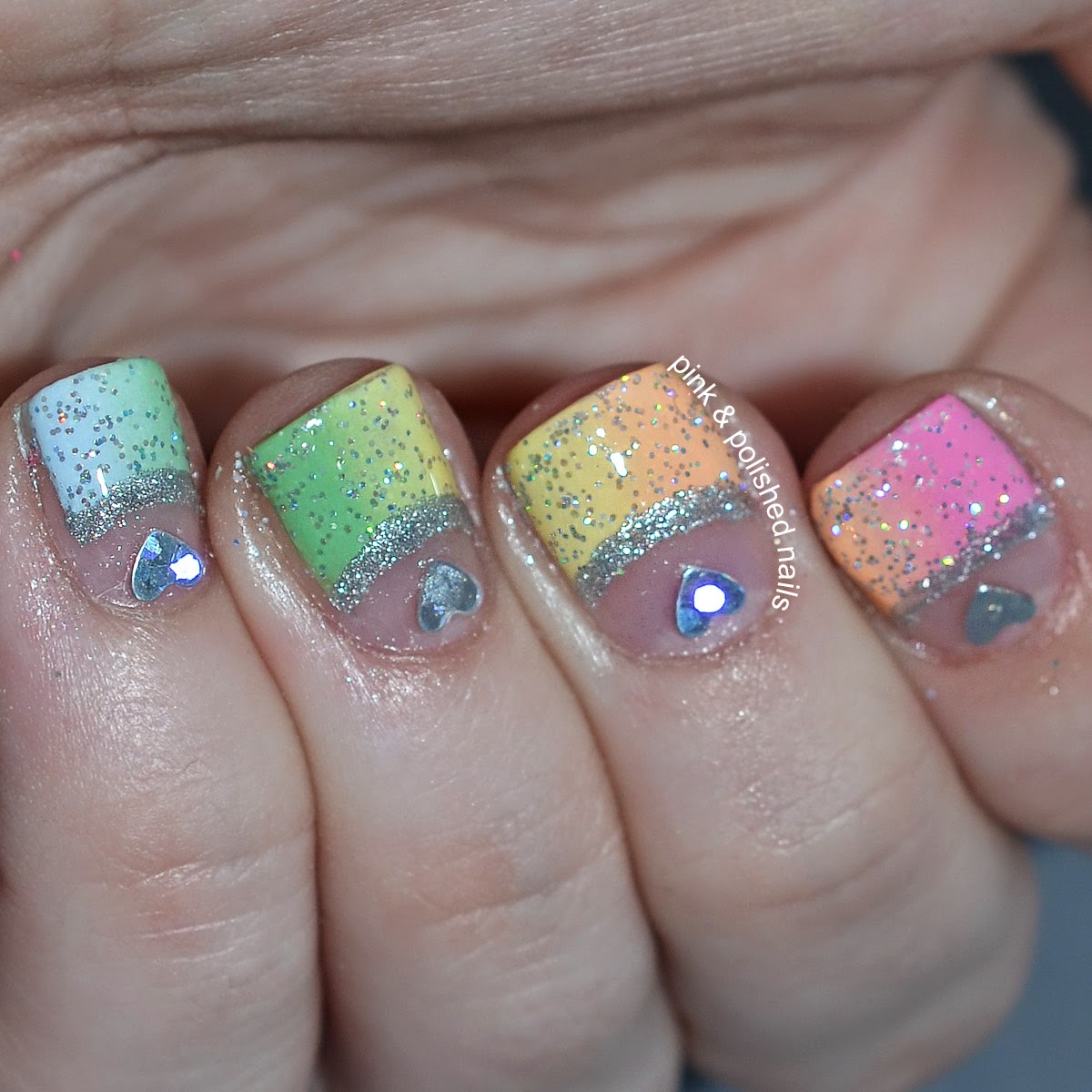 Pink & Polished: Rainbow Pastel Half Moon Nails