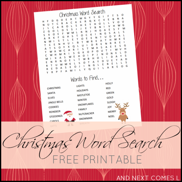 Free printable Christmas word search for kids from And Next Comes L