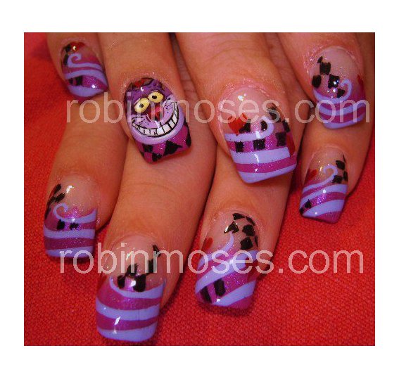 Nail Art by Robin Moses Alice Through the Looking Glass nail art design tutorial "through the