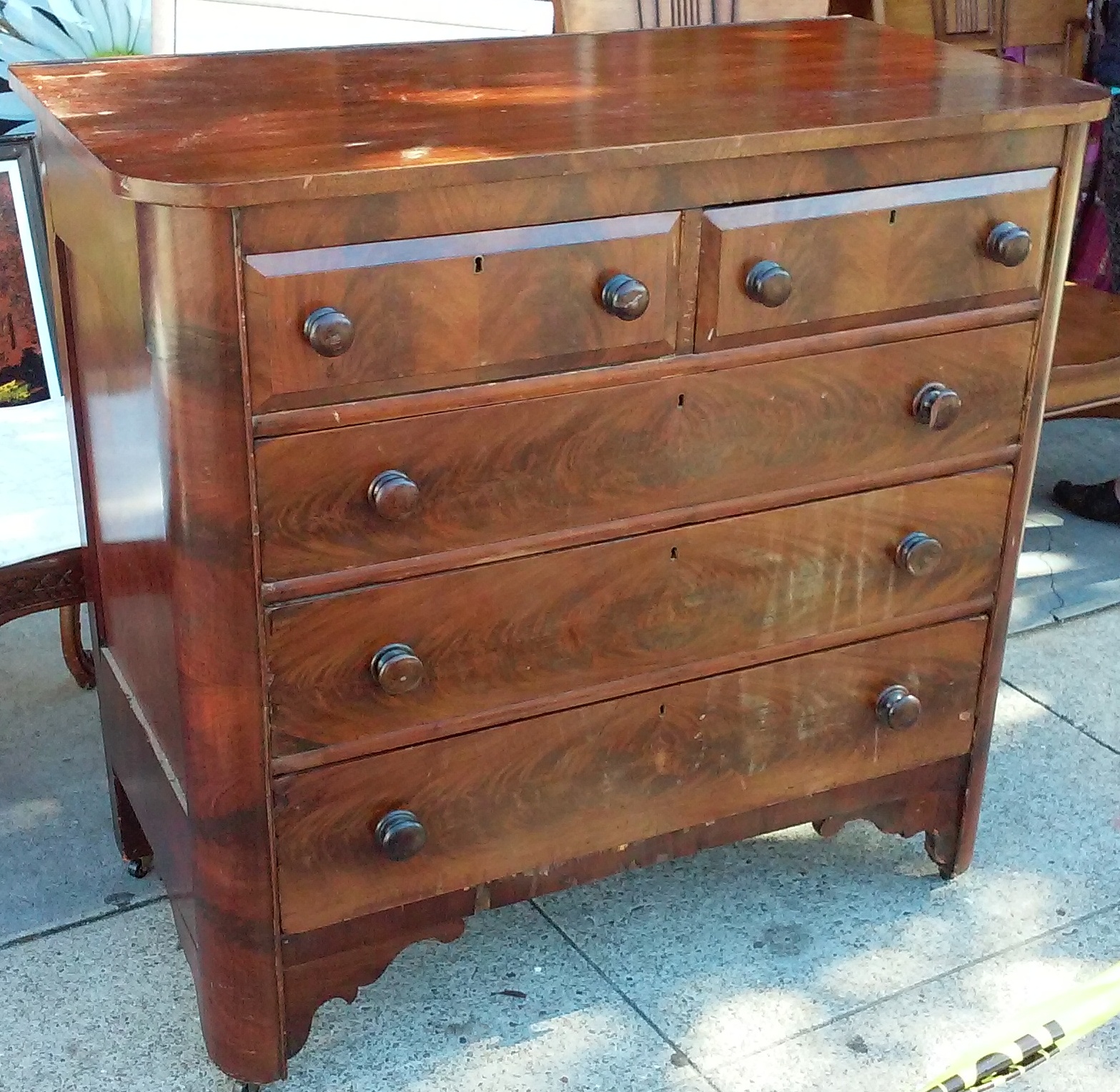 UHURU FURNITURE & COLLECTIBLES SOLD Antique Mahogany Dresser on Wheels