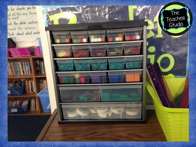 Students need to learn to access and use math manipulatives independently, so we need to have classroom organization strategies to help!  Check out this post about how I organize math supplies.