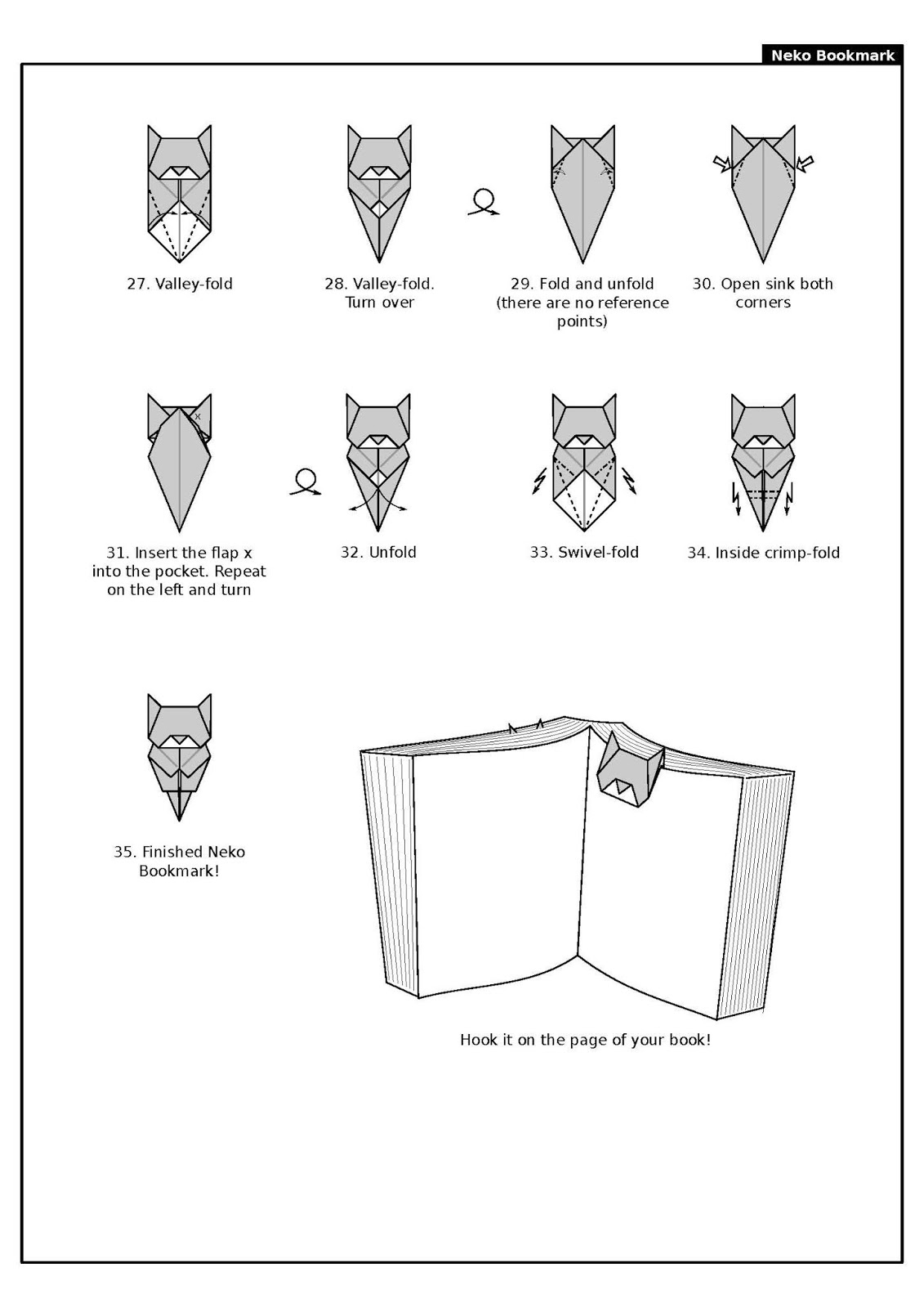 Diagram Neko BookmarkJo Nakashima Ruby Book Origami