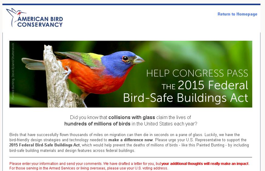 The Future of Birds: please write to your representatives in Congress