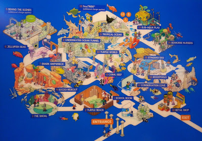 Map showing the tanks and display areas in the SEA LIFE Centre, Trafford Park
