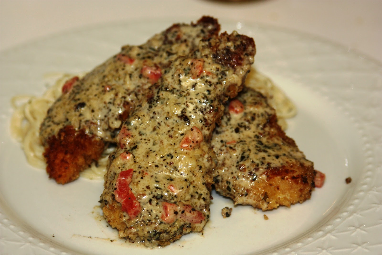 My Recipe Box Breaded Chicken with Basil Cream Sauce