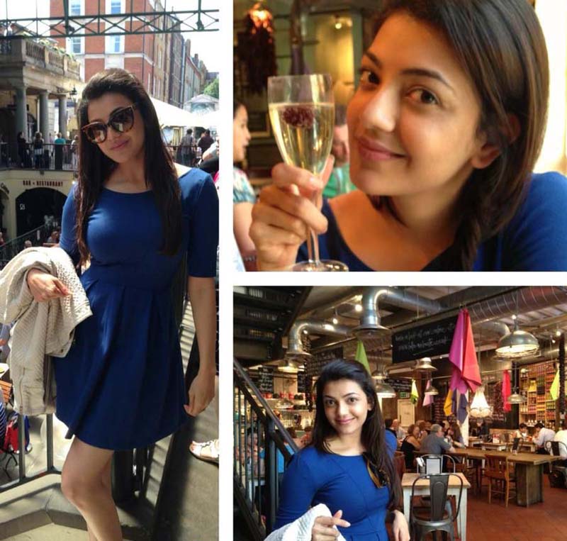 Kajal Aggarwal in sexy blue dress, Kajal Aggarwal personal photos