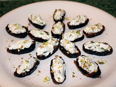 Dates Stuffed with Cardamom Goat Cheese & Salted Pistachios