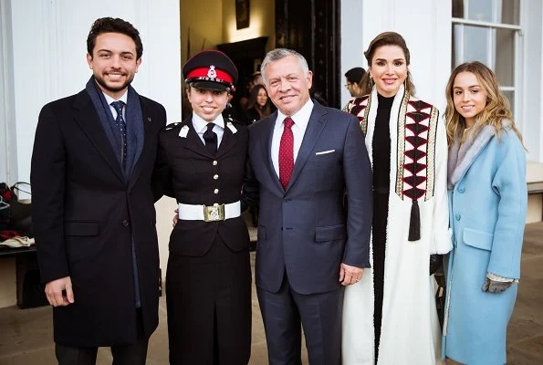 King Abdullah II, Queen Rania, Crown Prince Al Hussein and Princess Iman came to the United Kingdom and attended the Commissioning Parade