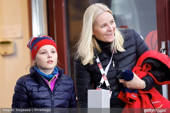 Princess Ingrid Alexandra of Norway and Crown Princess Mette-Marit of Norway attend the FIS Nordic World Ski Championships