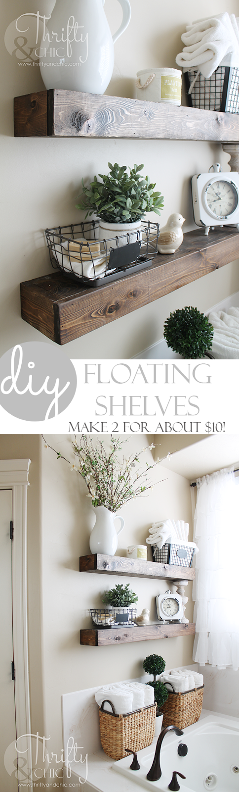 DIY Floating Shelves and Bathroom Update