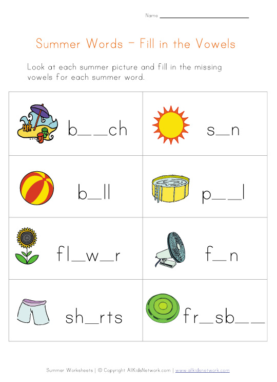 Summer English Worksheets 6 Grade