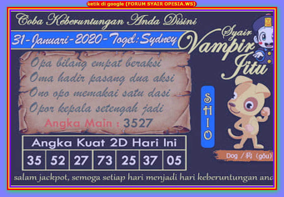 1 New Message Kode Syair Sydney 31 Januari 2020 Forum Syair Togel Hongkong Singapura Sydney