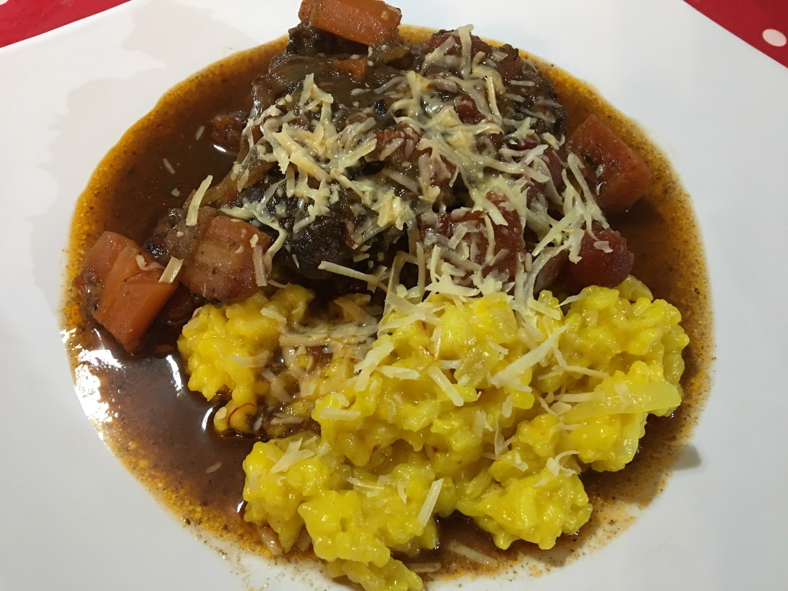 Beef Cheeks with Thyme, Chilli and Ginger Beer with Saffron Risotto A