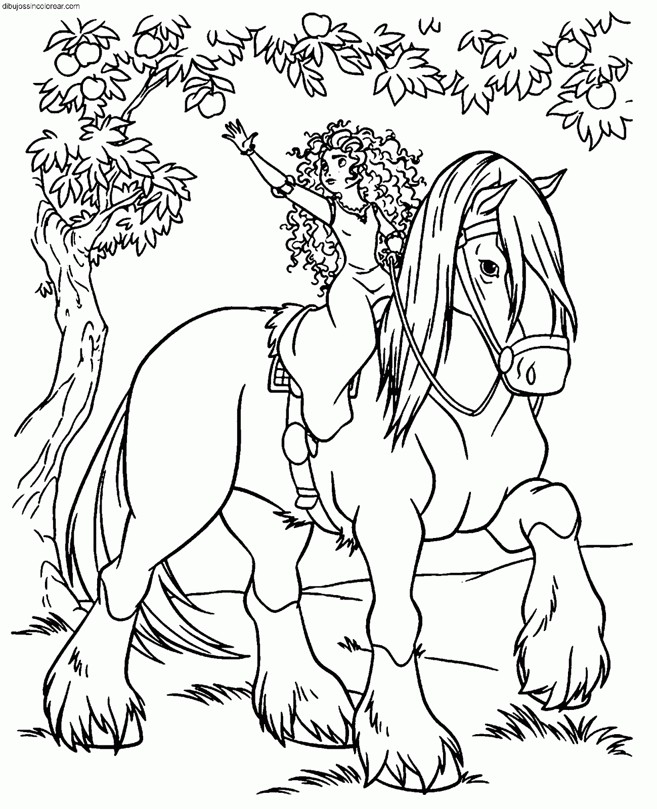 Dibujos Sin Colorear: Dibujos de Mérida (Brave) (Princesa Disney) para