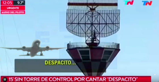 Piloto de avião canta 'Despacito' e bloqueia comunicações de aeroporto na Argentina