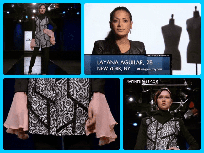 Project Runway Team's Edition Season Eleven contestant  Michelle Lesniak Franklin and her episode 12 runway look.