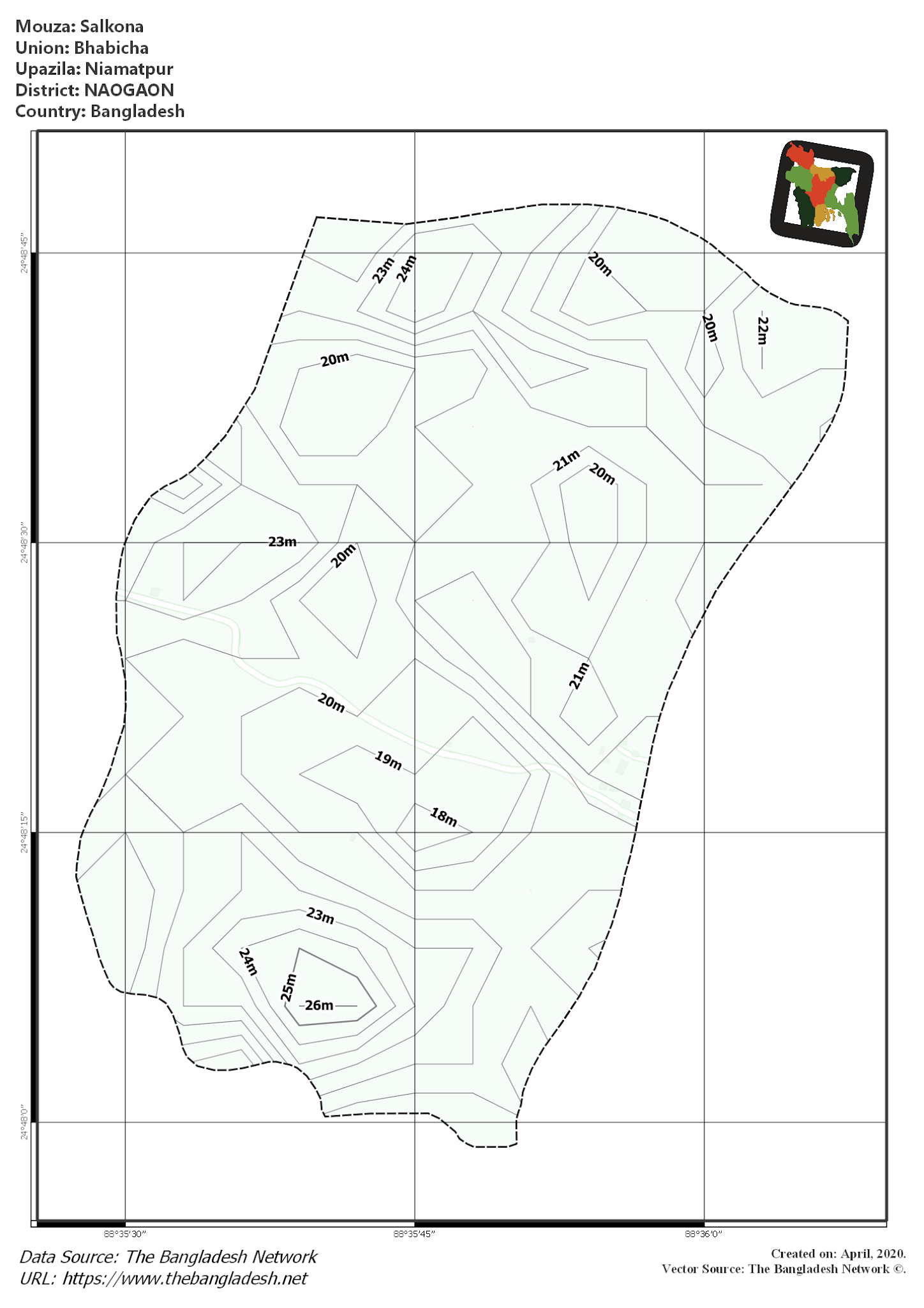 Map of Salkona Mouza of Niamatpur Upazila, NAOGAON, Bangladesh.