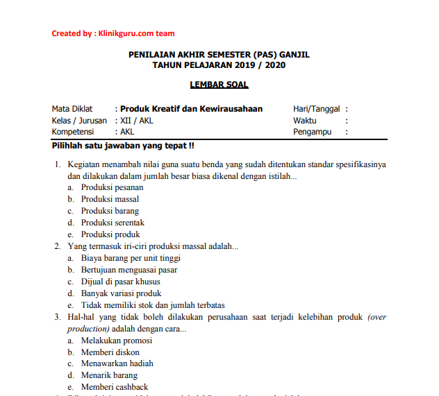 Soal essay pkk kelas 12 smk 07 image