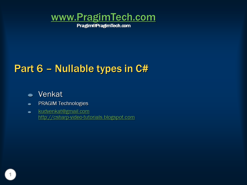 Sql server and c video tutorial part 6 nullable types in c 