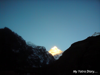 Sunrise at the Neelkanth peak in the Garhwal Himalayas