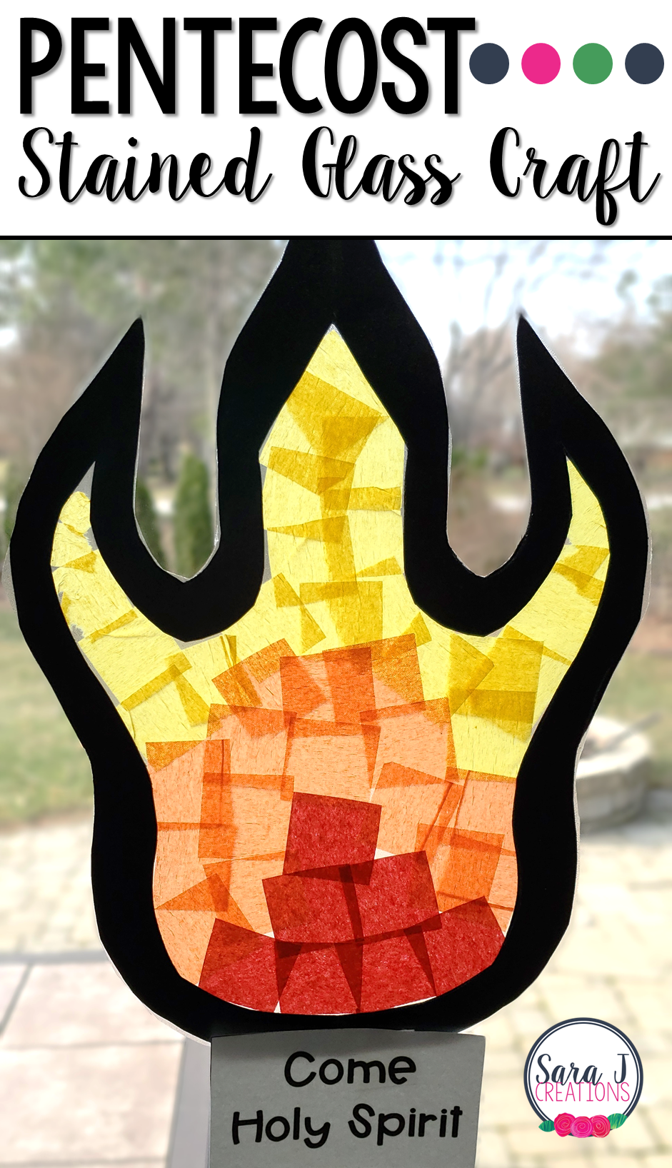 Check out this stained glass flame craft for learning about Pentecost.