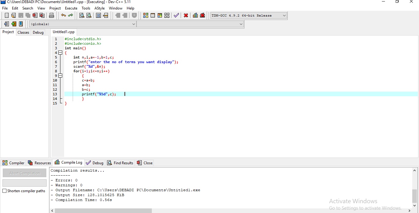 C LANGUAGE TUTORIAL-(1)-FIBONACCI SERIES - TECH-TUTORIALS