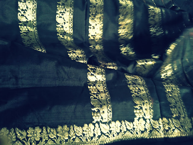 Black katan silk banarasi saree