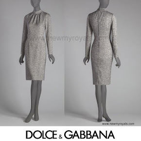 Queen Maxima Style Dolce and Gabbana Microprint Wool Sheath Dress