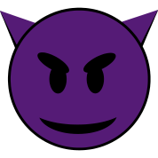 Что означает фиолетовый смайлик. Фиолетовый Смайл с рожками. Смайлик сиреневый с рожками. Злой смайлик фиолетовый. Зловещий смайлик.