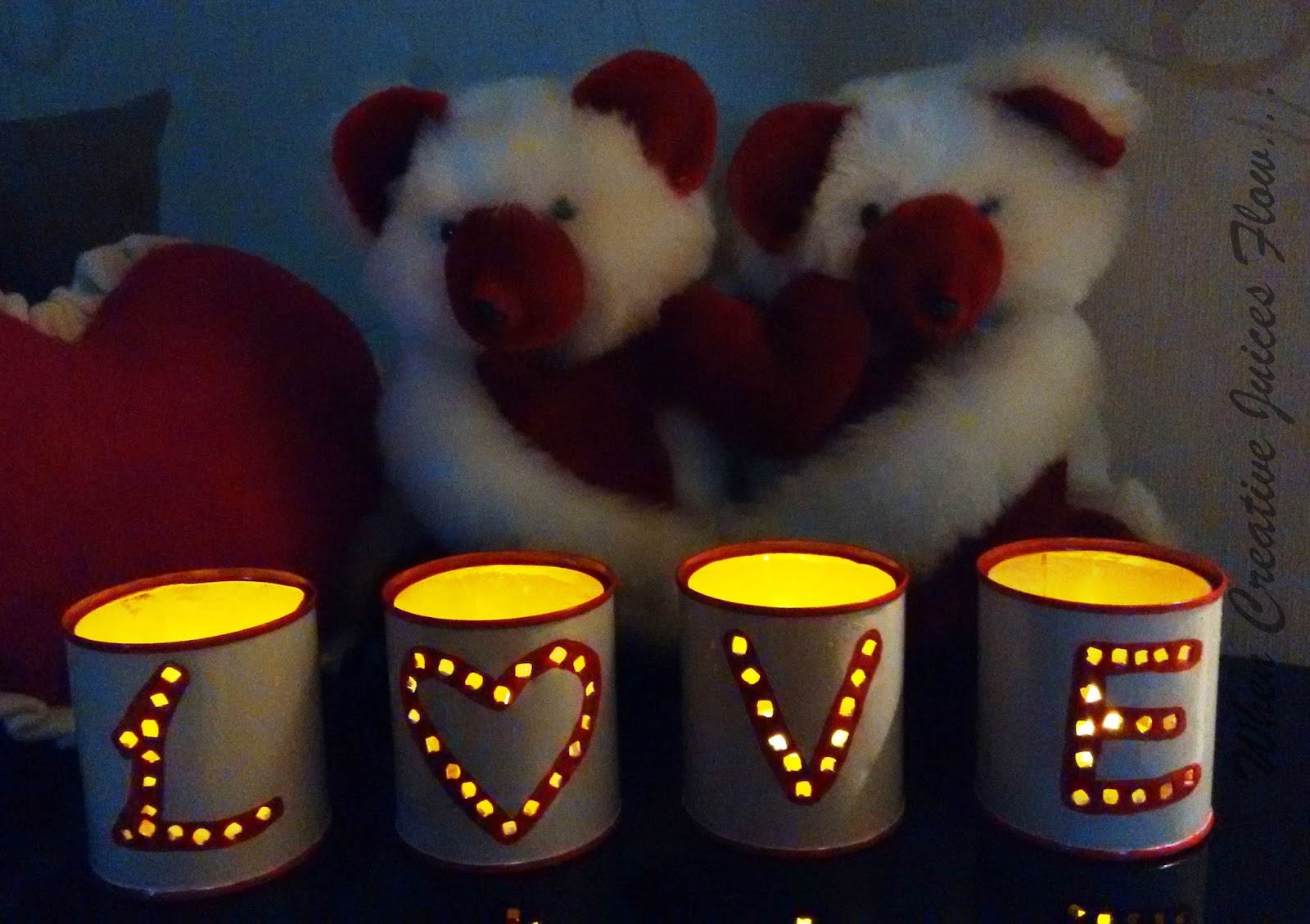 When Creative Juices Flow... Some Tin Can Tea Light Holders Home