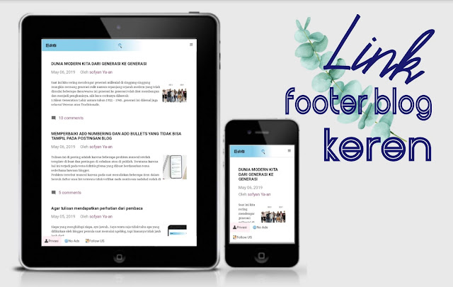 link footer responsive, mobile dan super ringan