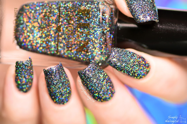 Black Nail Polish With Holographic Glitter Hession Hairdressing Black Nail Polish With Holographic Glitter
