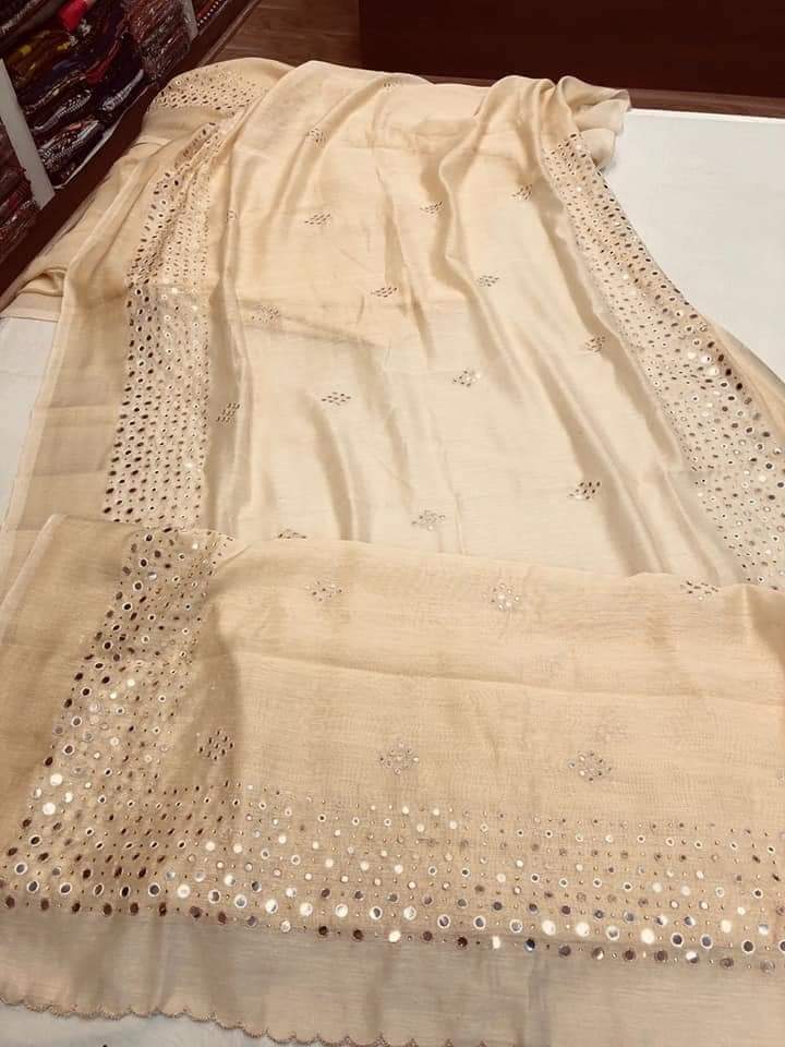 Mirror Work lenin sarees